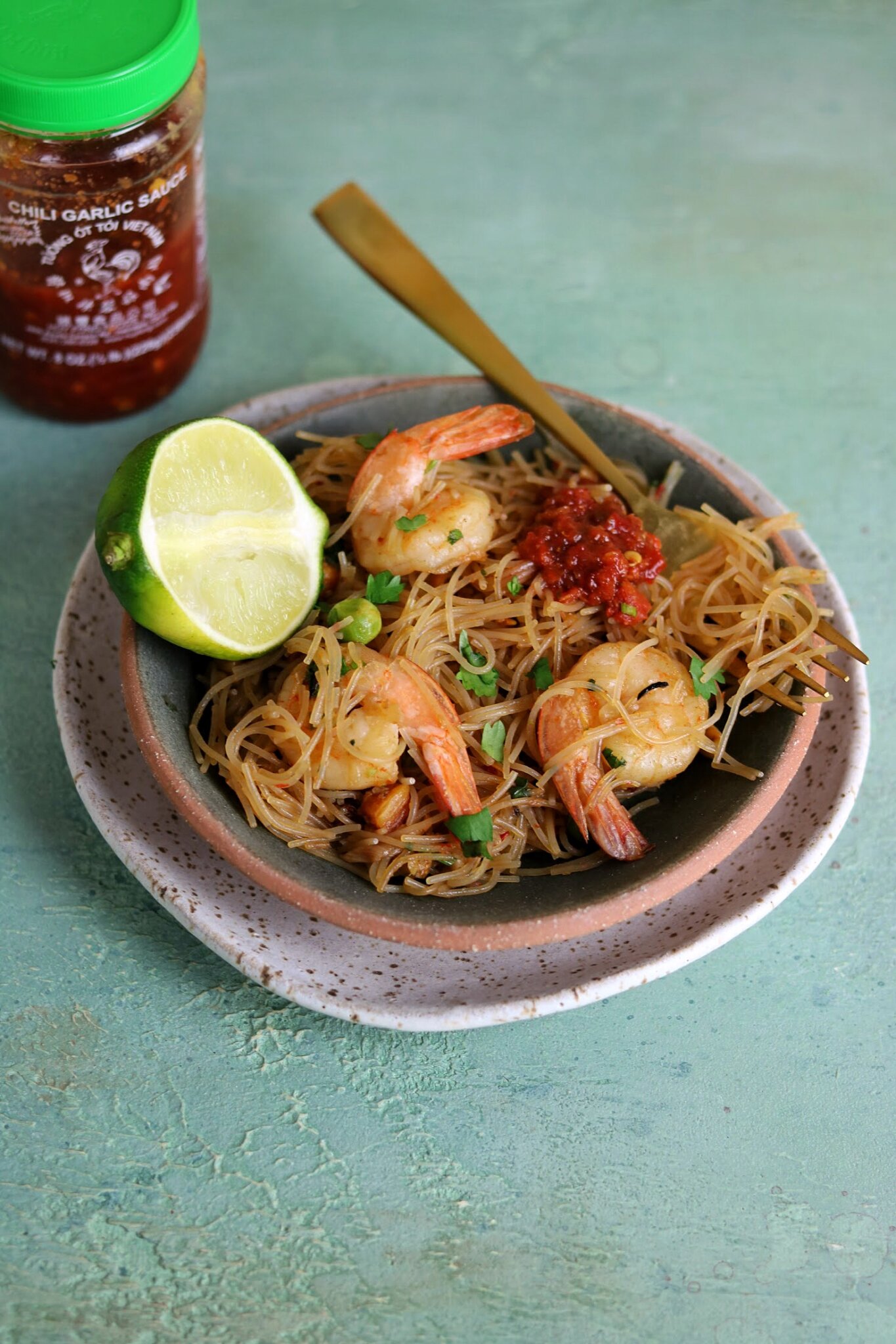 Shrimp & Veggie Rice Noodles The Familiar Kitchen