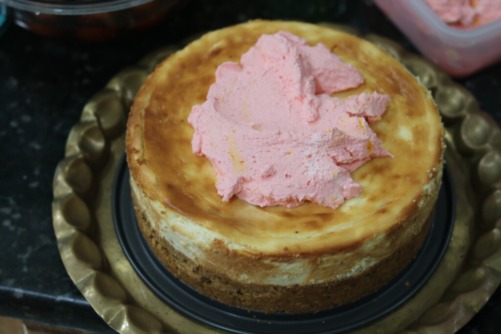 Saffron Rose Cream on Gulab Jamun Cheesecake