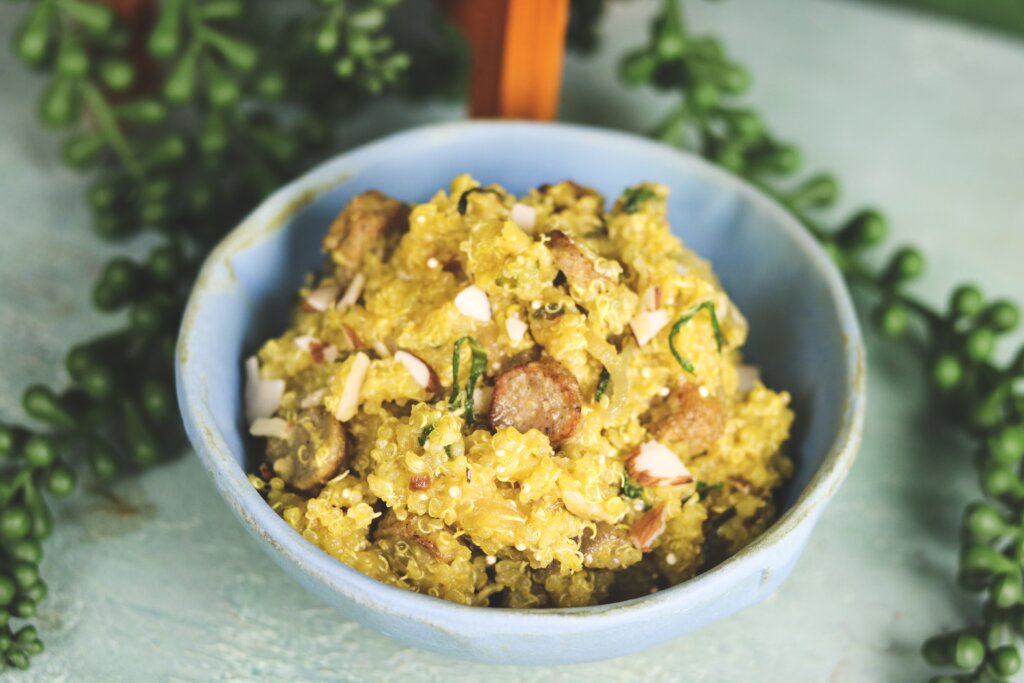 Smoky Saffron Quinoa with Maple Chicken Sausage The Familiar Kitchen