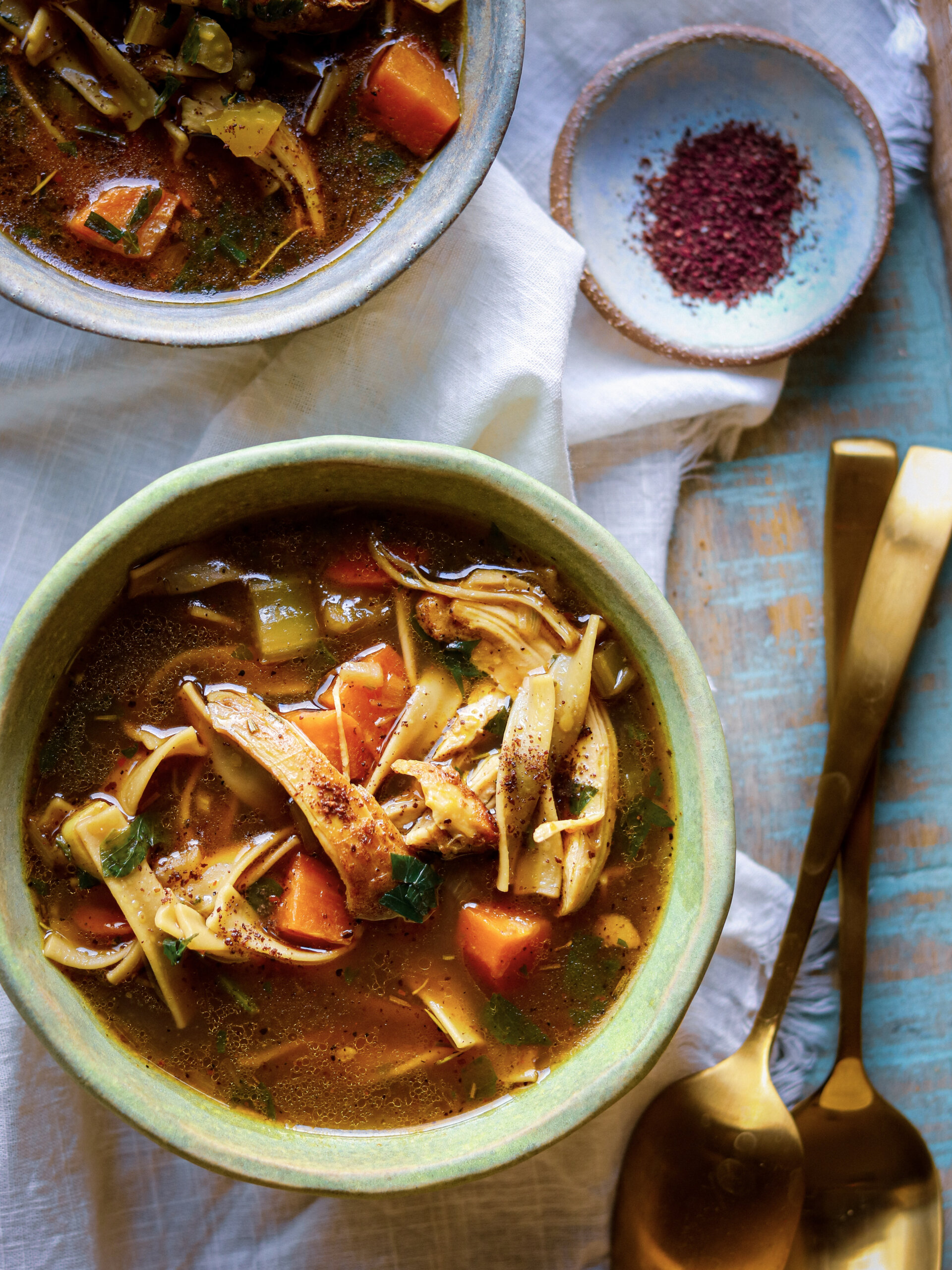 Sumac Roasted Chicken Noodle Soup The Familiar Kitchen