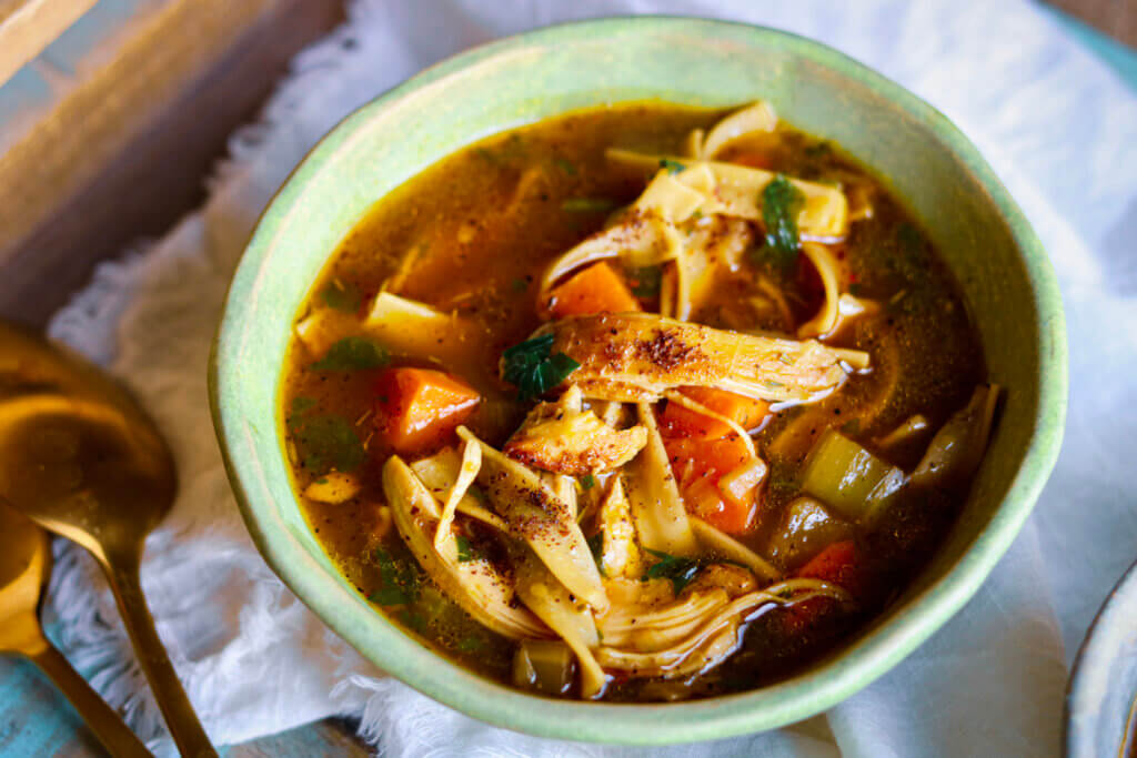 Sumac Roasted Chicken Noodle Soup The Familiar Kitchen