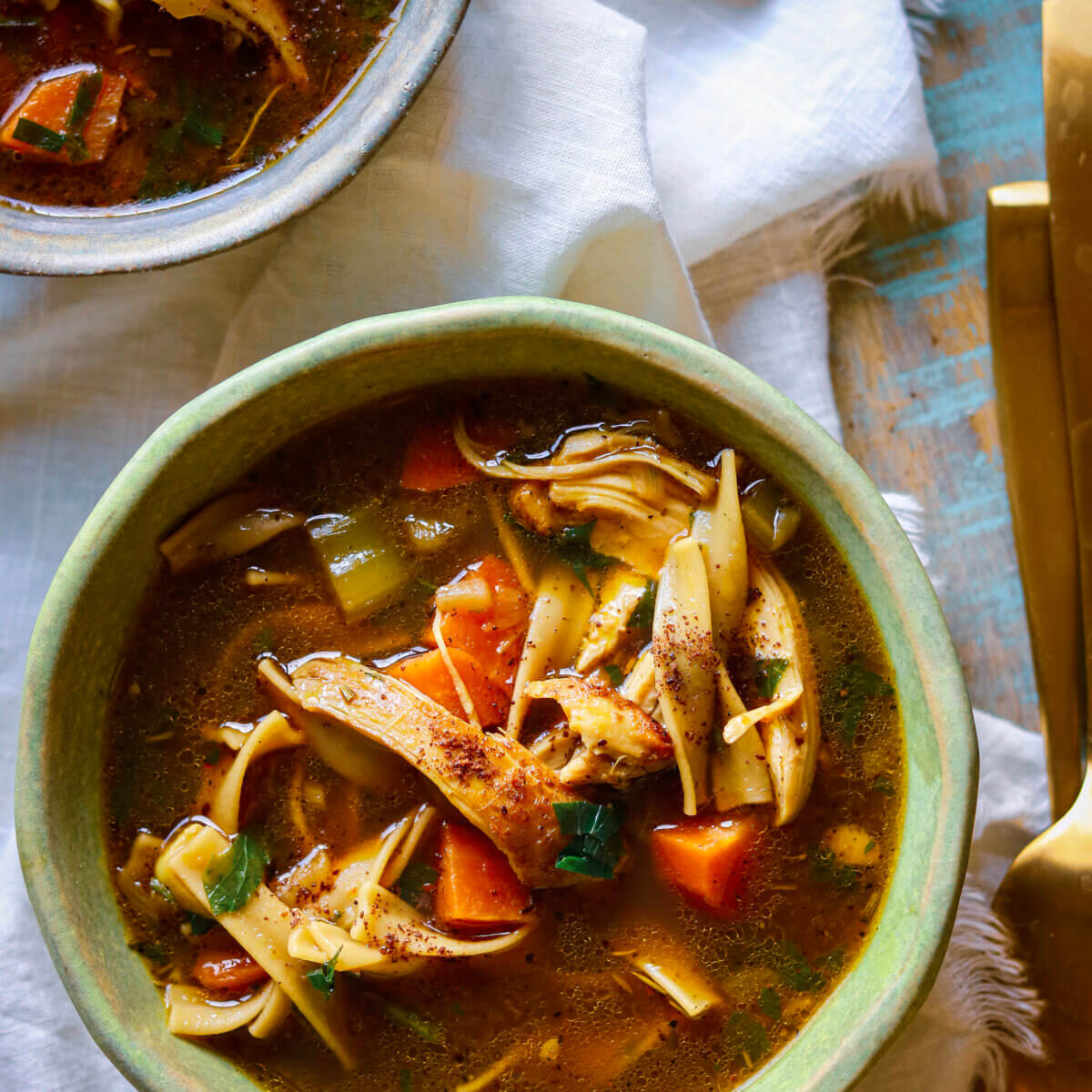 Sumac Roasted Chicken Noodle Soup The Familiar Kitchen